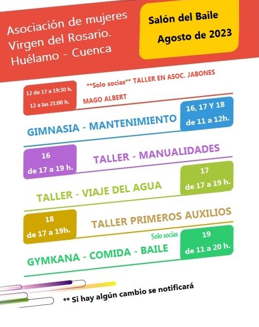 Actividades Asociación de Mujeres – Huélamo 2023