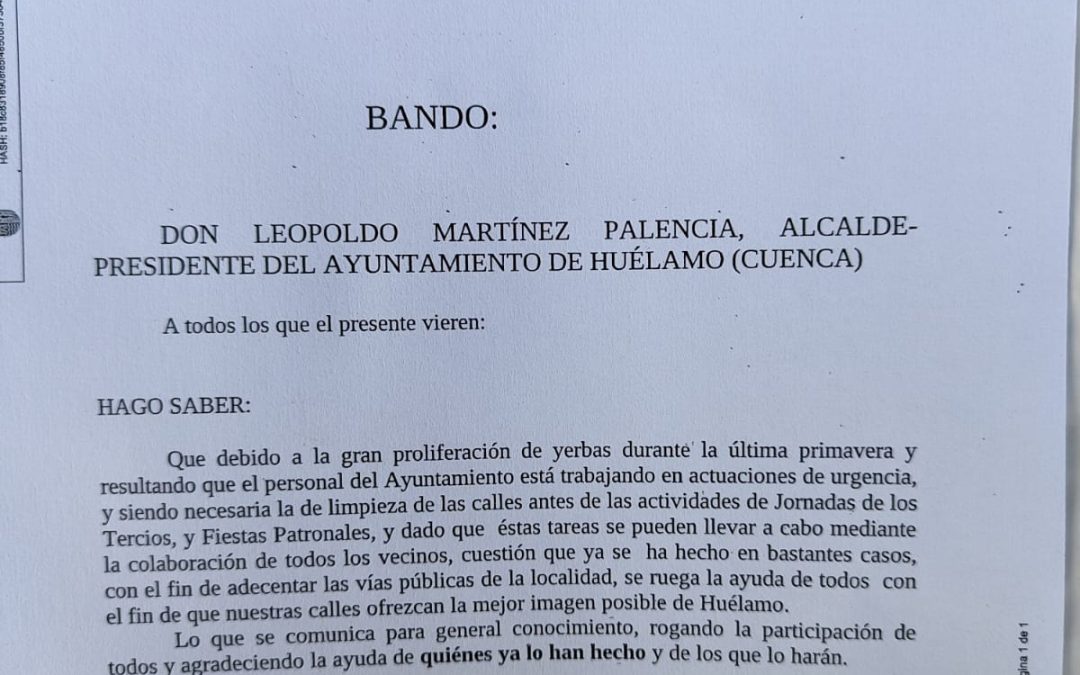 Bando. Limpieza de calles